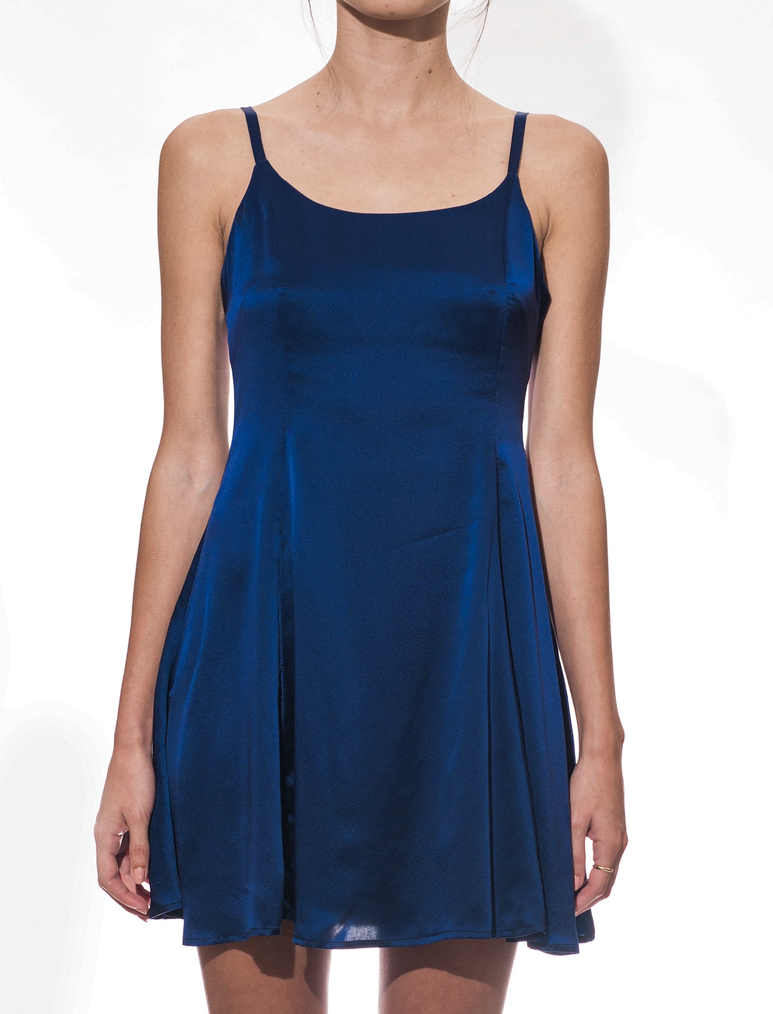 midnight blue slip dress