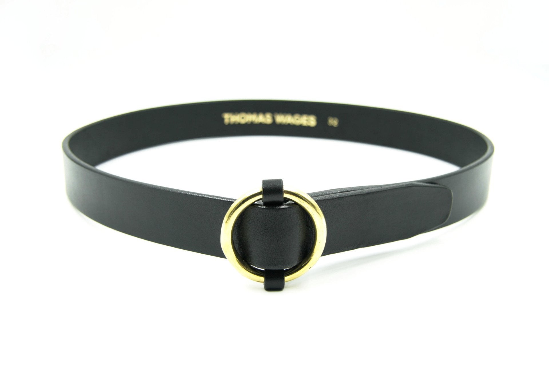 1.25" Brass Ring Belt, Black