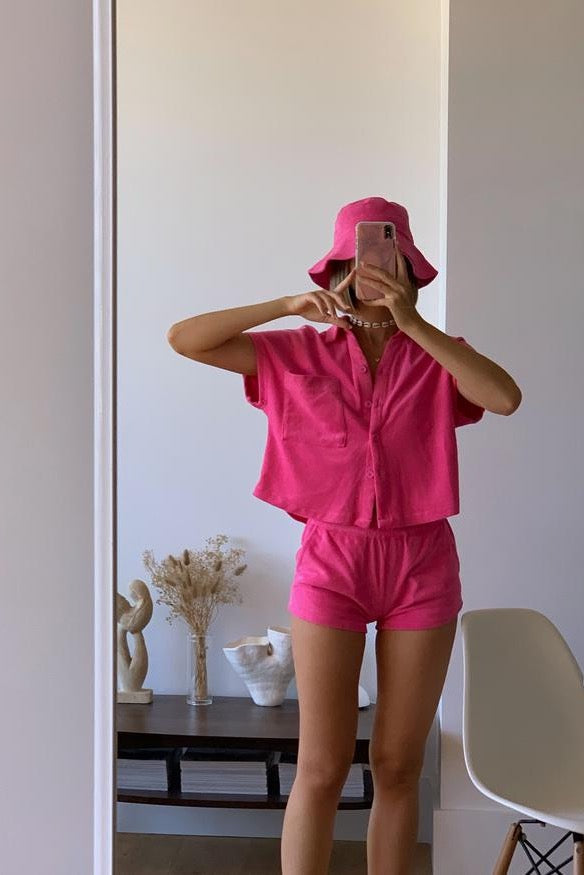 Terry Shirt Set - Pop Pink