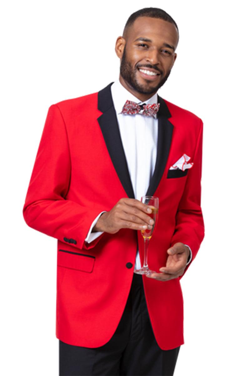 EJ Samuel Men's Red Modern Tux w/ Black Lapel - 2-Button Fit