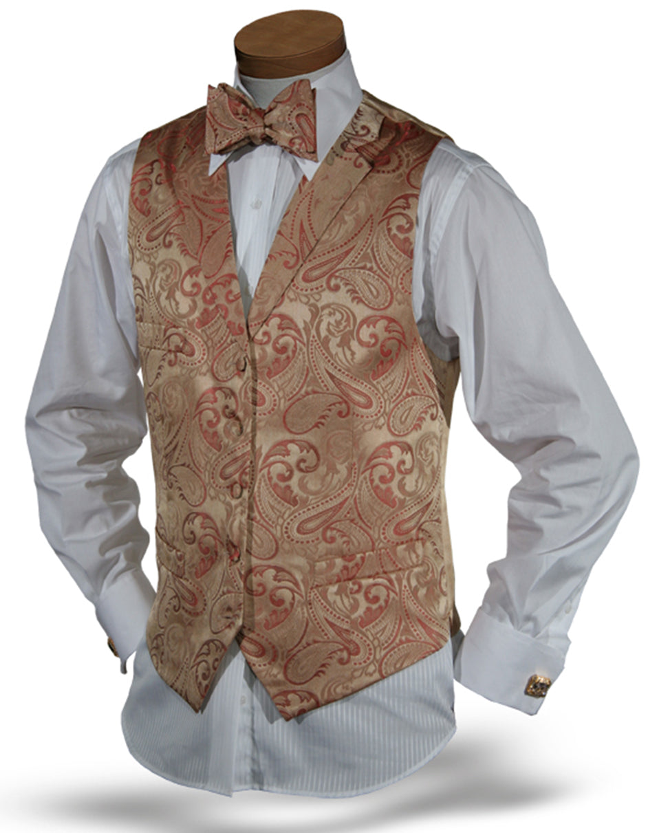 Gold & Red Paisley Vest Set