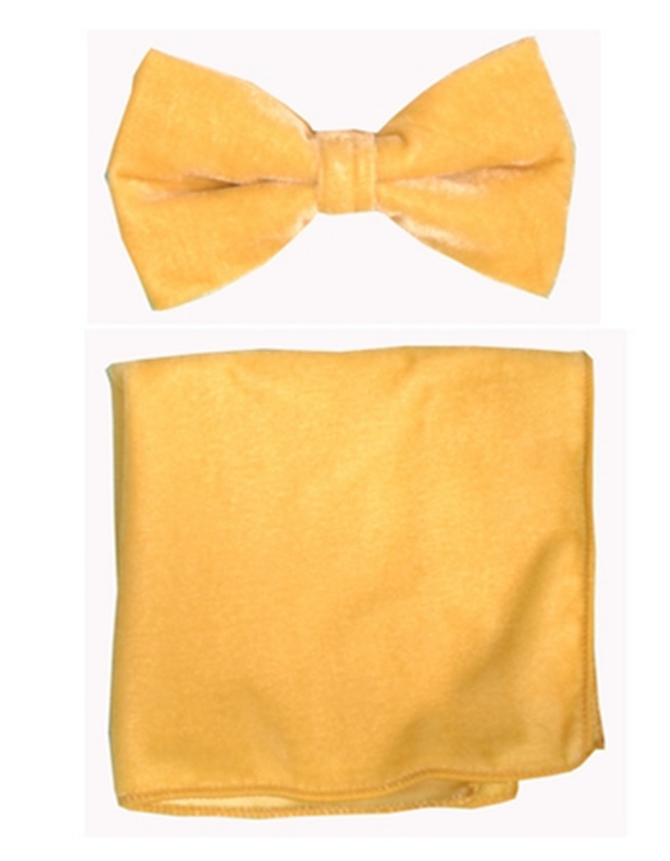 Gold Velvet Bow Tie Set