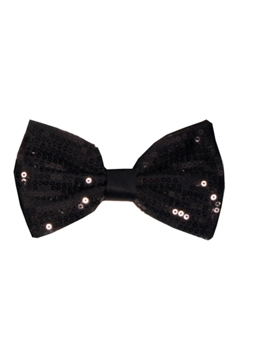 Black Sequin Pre-Tied Bow Tie