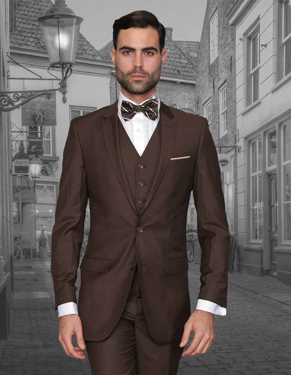 Men Suit Brown Double Breasted Peak Lapel Slim Fit Prom Tuxedo Wedding Suits  | eBay