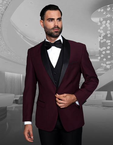 Pergine - Wine - Vibrant Red Velvet Tux Jacket, Tuxedos