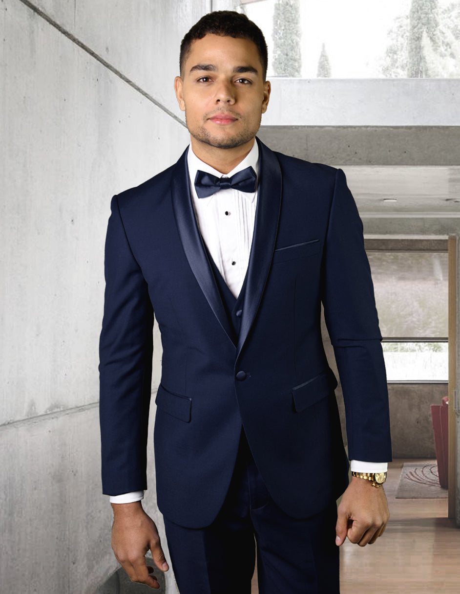 Slim-Fit Tuxedo Suit Navy-Blue