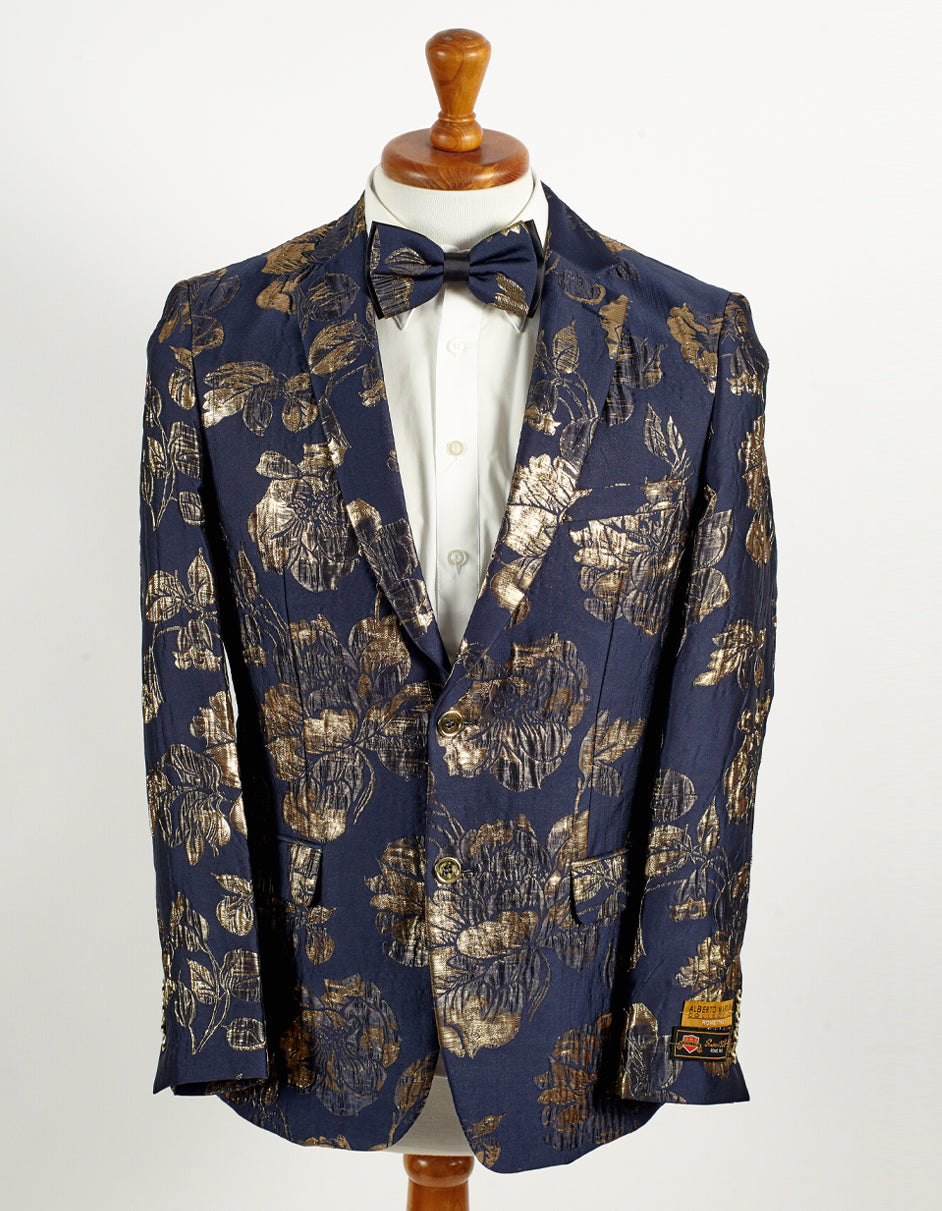 Mens Empire Notch Blazer in Navy & Gold