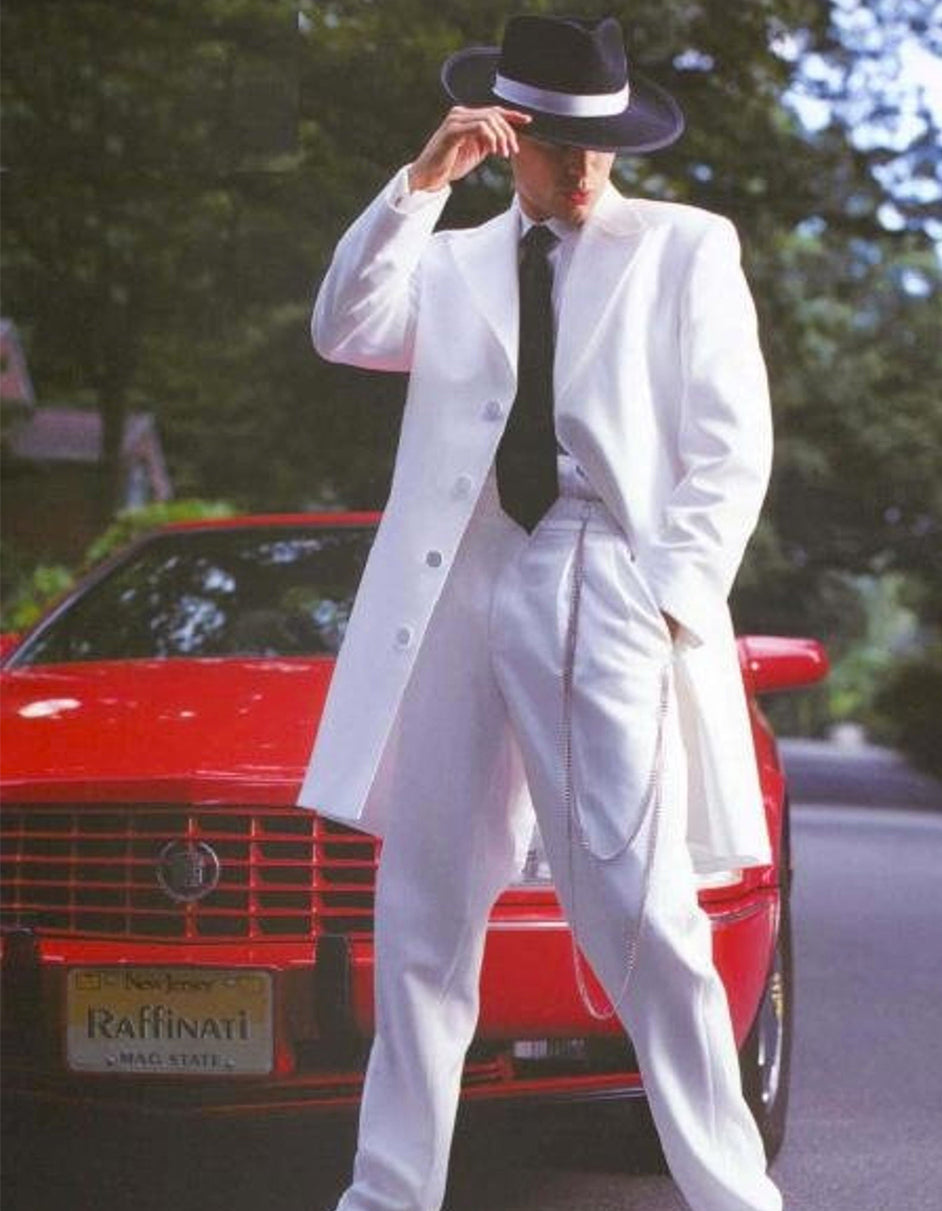 Mens White Gangster Zoot Suit Tuxedo Costume | Leonardo Dicaprio Suit in Taupe