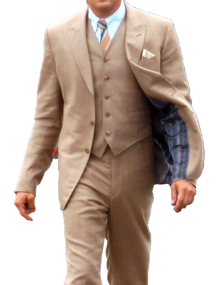 Mens Great Gatsby | Leonardo Dicaprio Suit in Light Brown | Leonardo Dicaprio Suit in Taupe