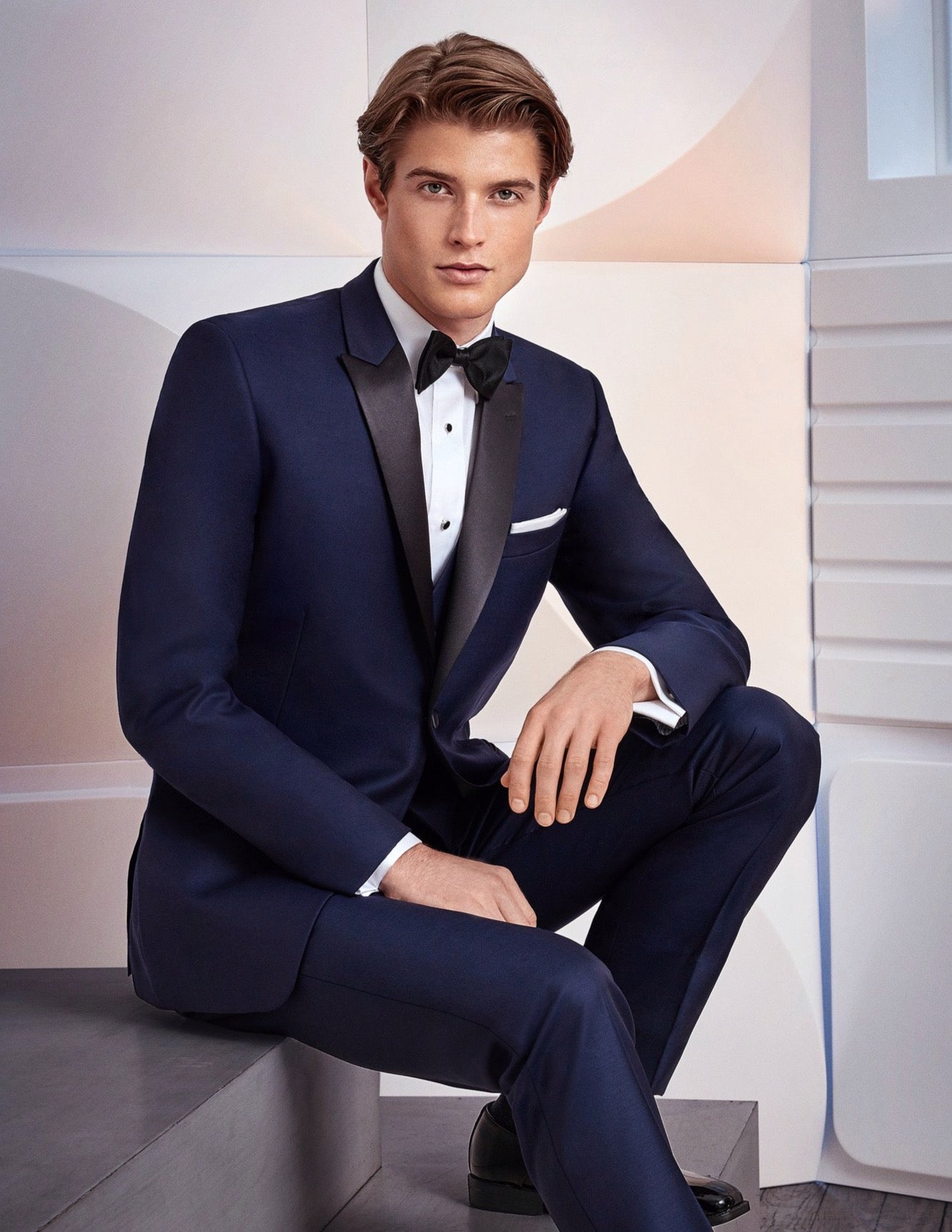 Navy blue store and cream tuxedo