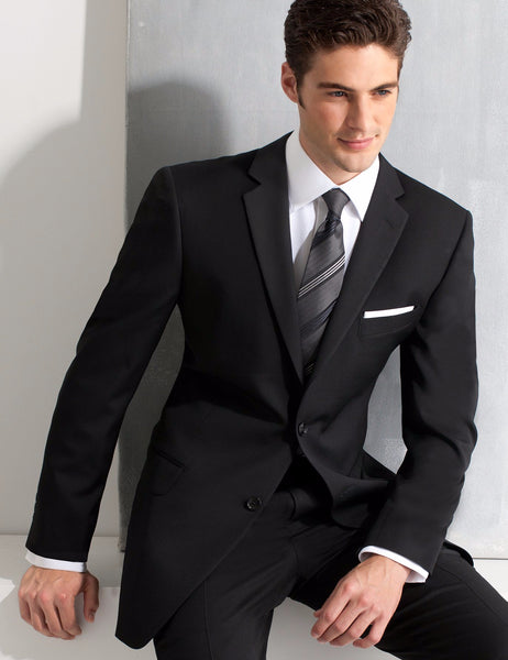 Mens Designer Super 120's Wool Tuxedo Suit in Black