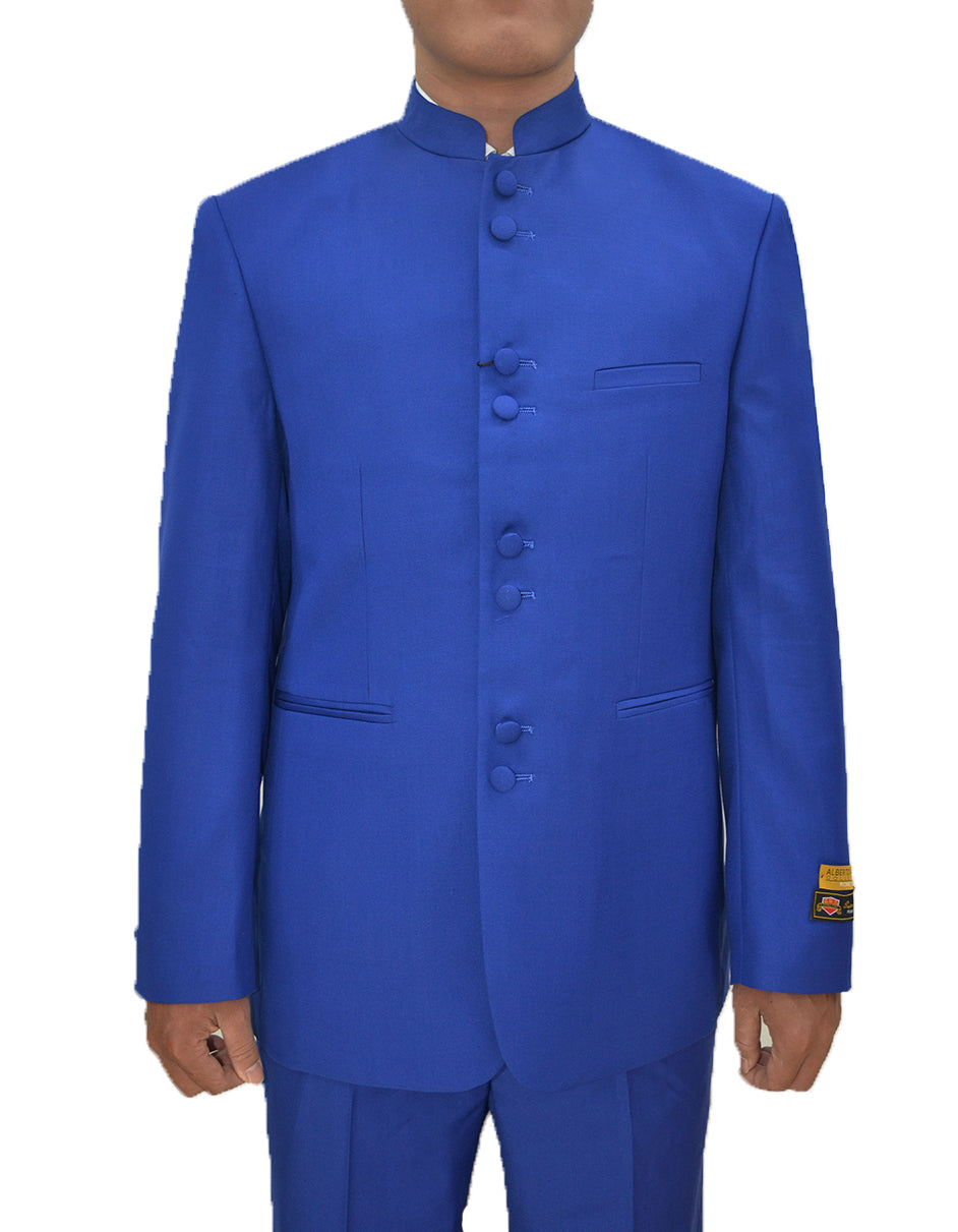 Mens 8 Button Mandarin Collar Tuxedo in Royal Blue