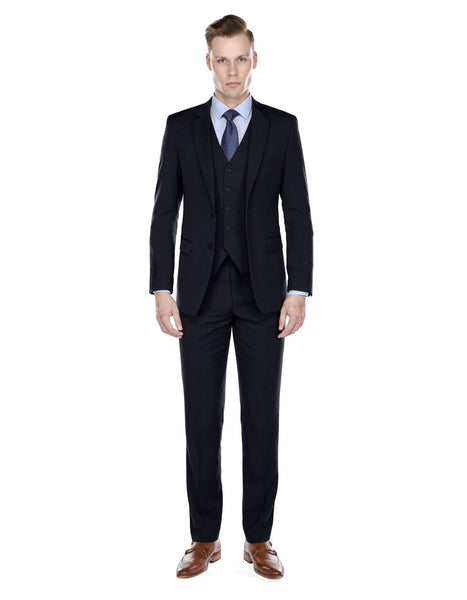 Mens Modern Fit Vested Suit Navy Blue