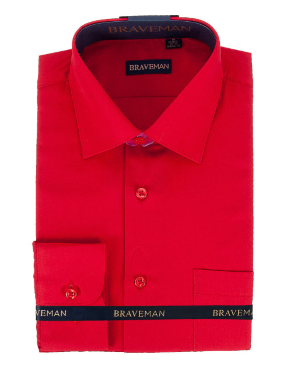 Mens Slim Fit Dress Shirt in Red