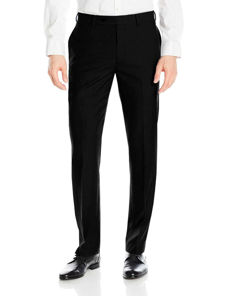 Mens Slim Fit Flat Front Dress Pant Black