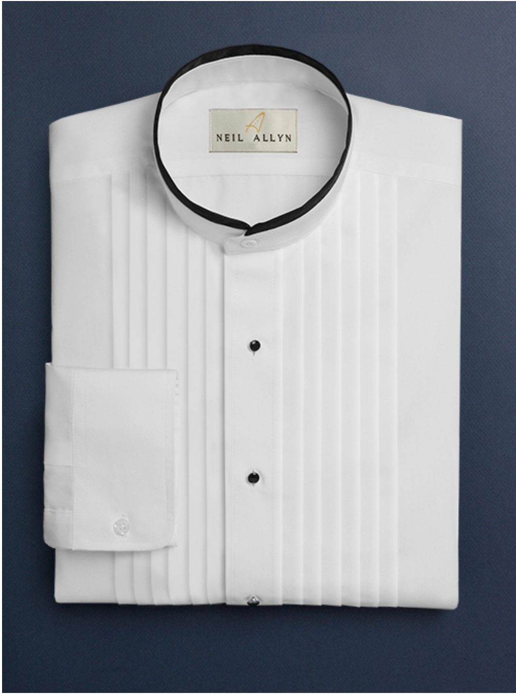 High Band China Mandarin Collar White 100% Cotton Dress Shirt Men