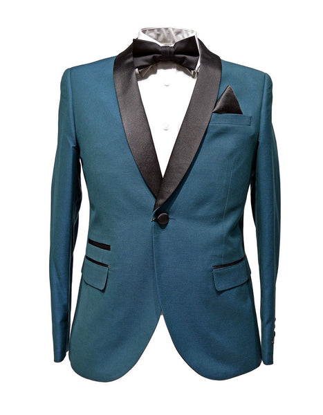 Mens Slim Fit 1 Button Shawl Lapel Tuxedo in Teal – menstuxedousa