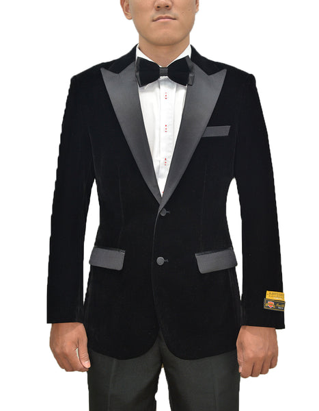 Mens Classic Velvet Tuxedo Dinner Jacket in Black