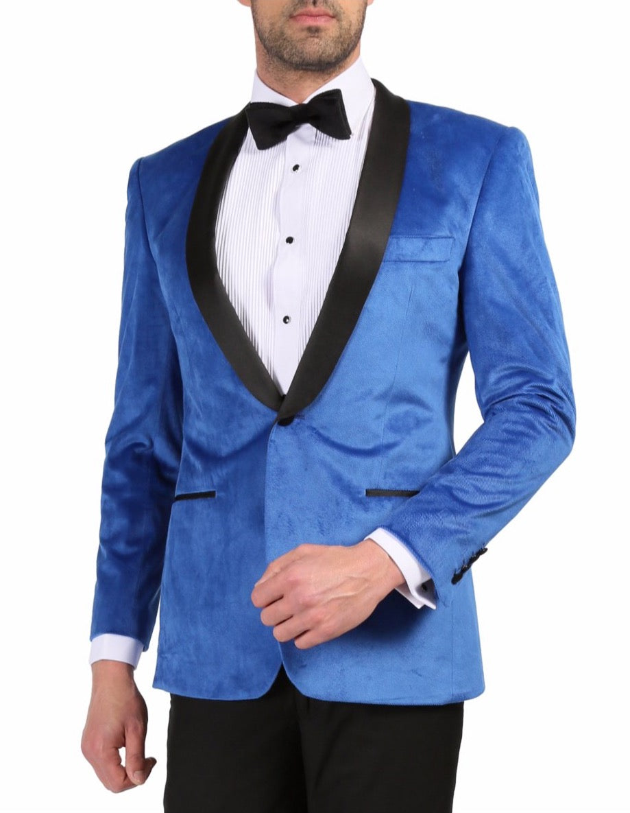 Mens 1 Button Velvet Tuxedo Dinner Jacket in Royal Blue – menstuxedousa