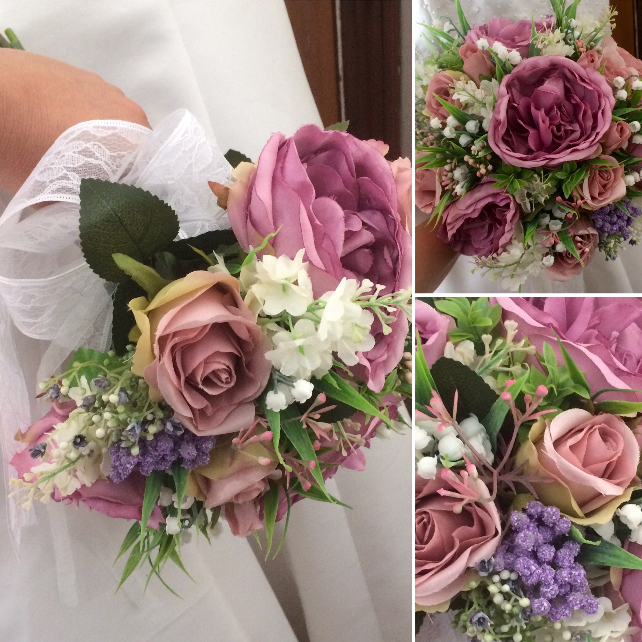 A bouquet collection of ivory dusky pink and mauve