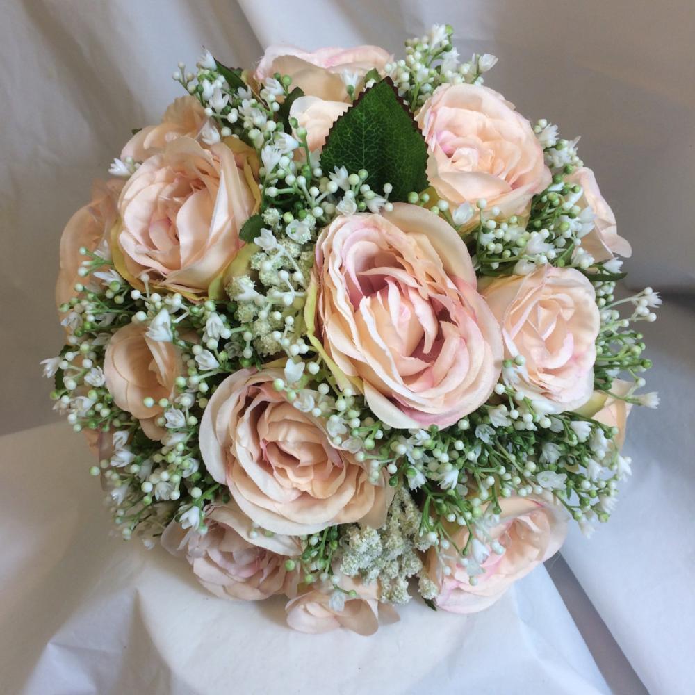 A brides bouquet of gyp & roses - choose from 5 colours of rose ...