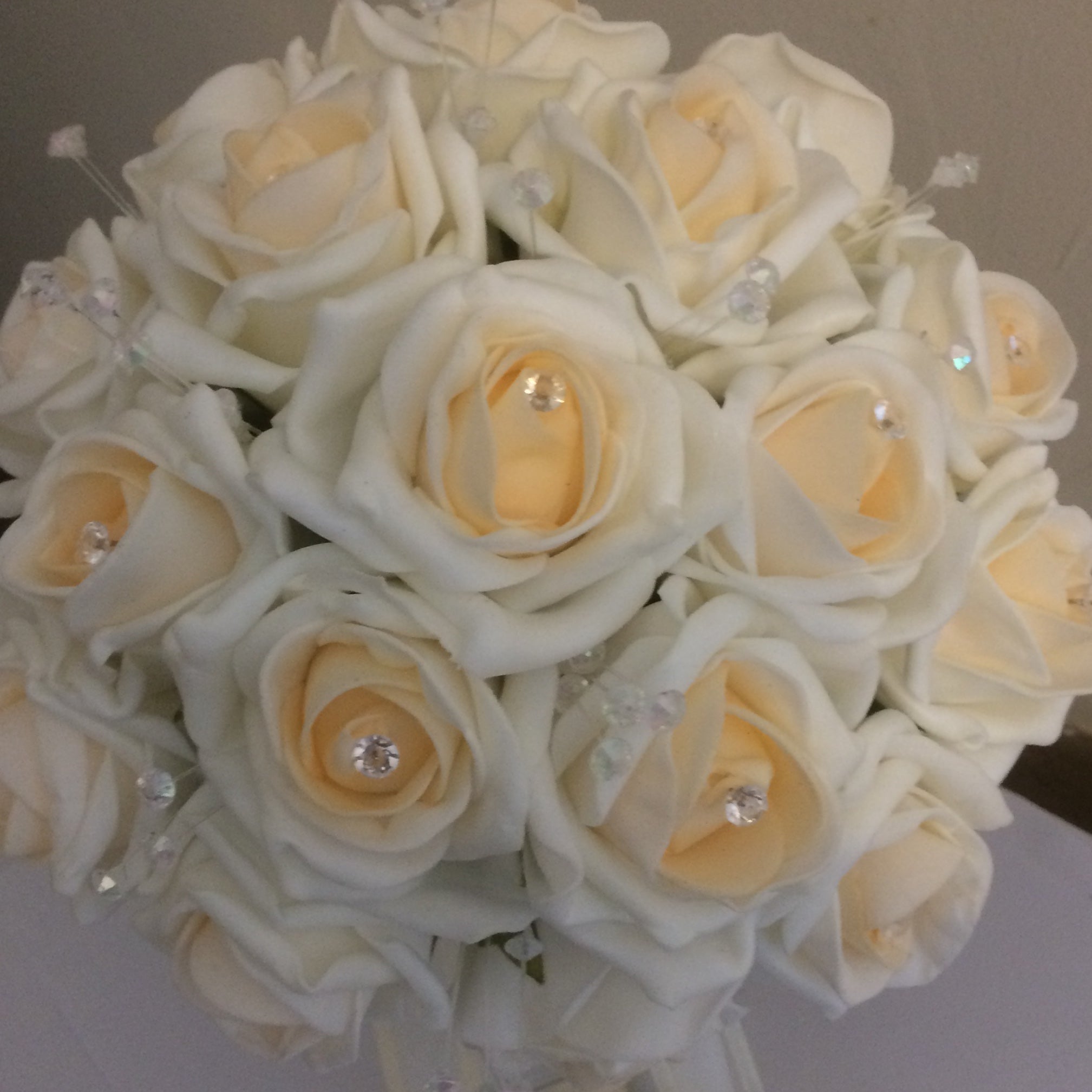 A Wedding Bouquet Collection Of Champagne Blush Roses With Diamante Abigailrose