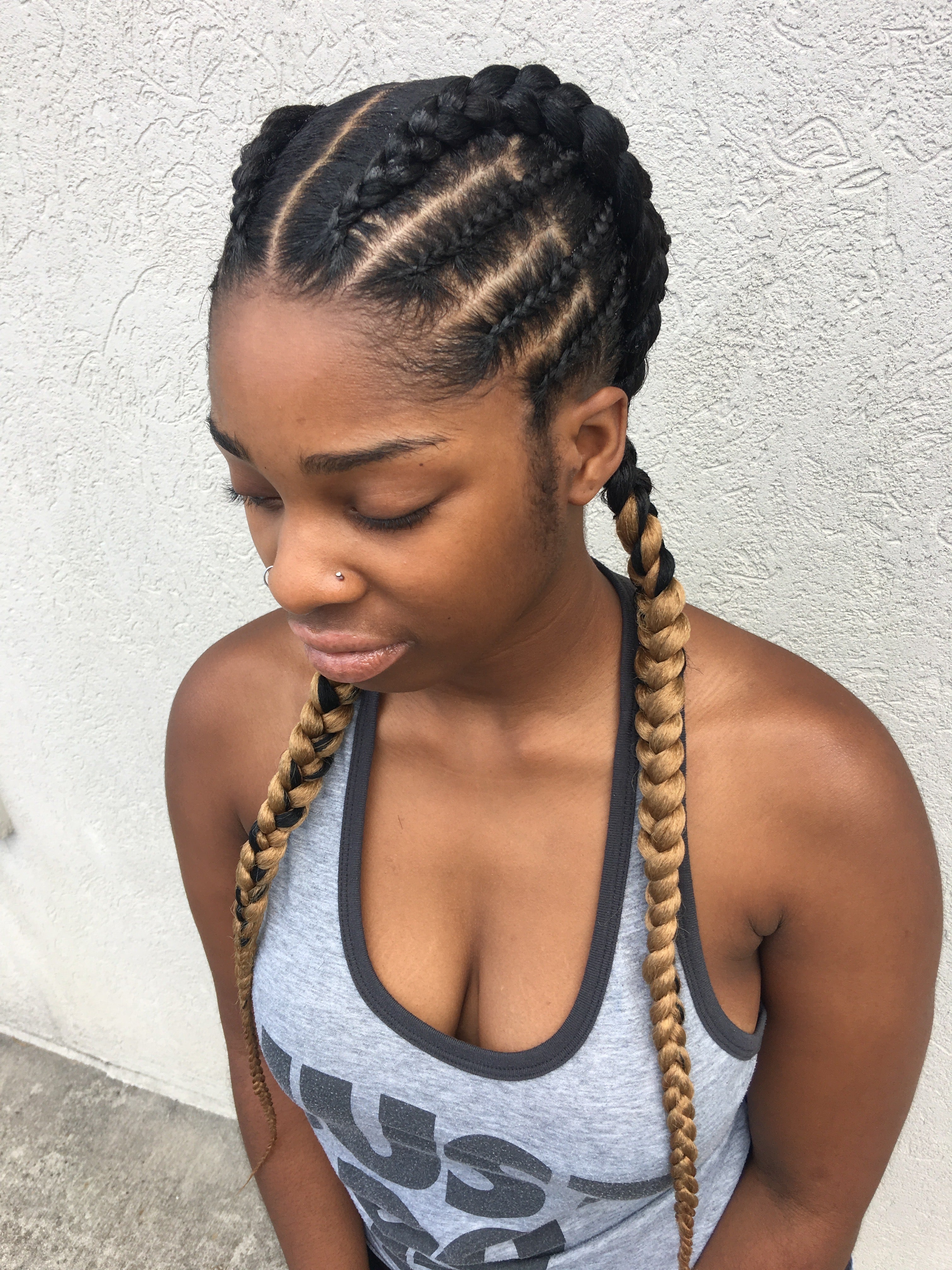 2 Goddess Feedin Braids With Small Side Braids SadeSapphire