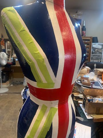 tape for small red line on mannequin for union jack flag