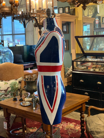 left side of finished mannequin painted with union jack flag