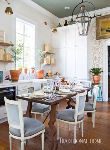 Traditional Home European inspired Kitchen with industrial and various metal tones