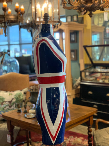 right side of finished mannequin painted with union jack flag