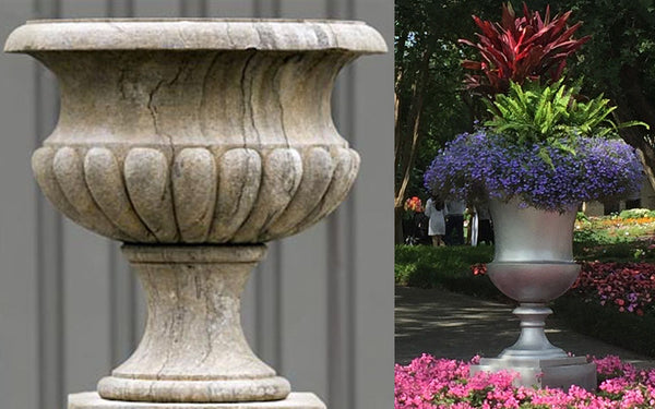 Classical Round Fluted Urn with inspiration from the Dallas Arboretum 