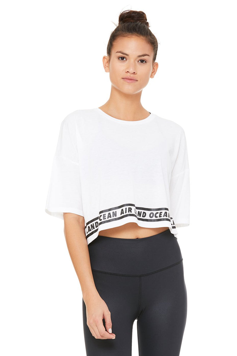 Alo Yoga Air Land Ocean Cropped Tee-White – WILD FLIER GIFTS AND APPAREL