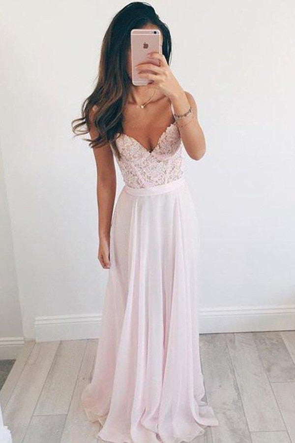 baby pink long prom dress