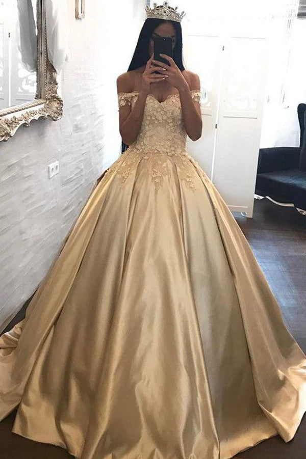 satin ball gown prom dress