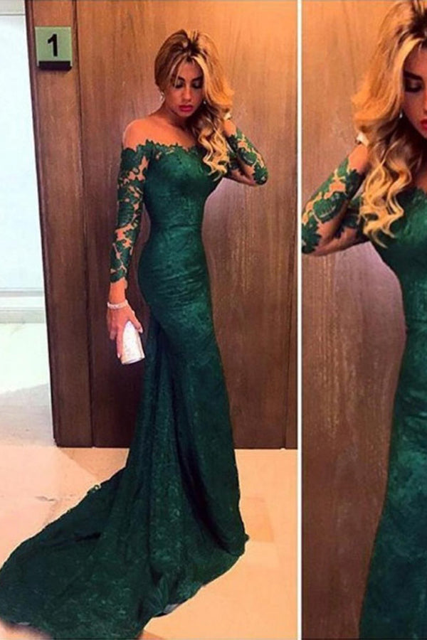 long sleeve backless evening dress