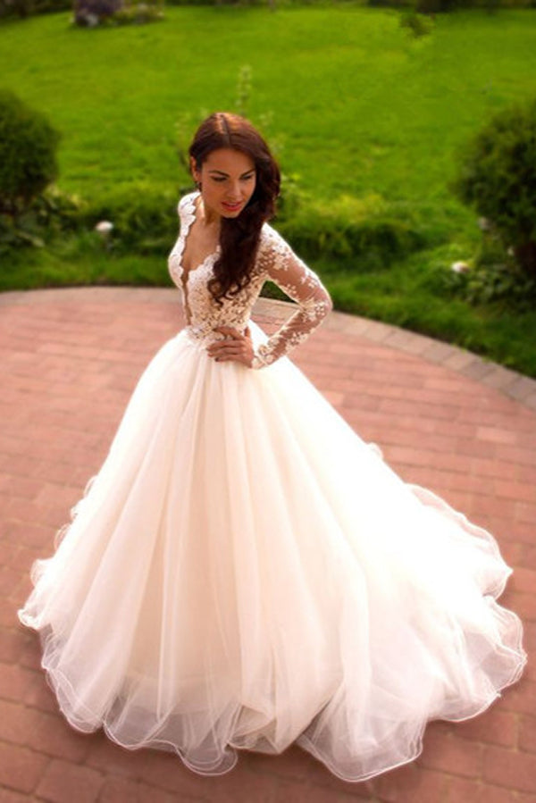 Elegant Ball Gowns Wedding Dresses,Cheap Long Sleeves Wedding Dresses