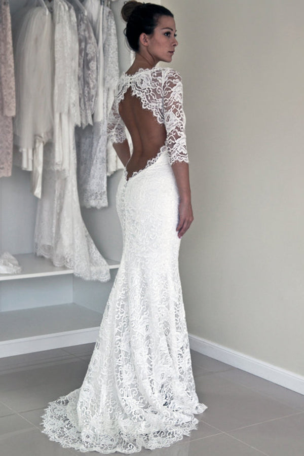 simple white mermaid wedding dresses