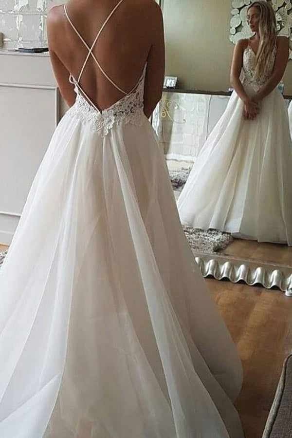 Spaghetti Strap A-Line Wedding Dress