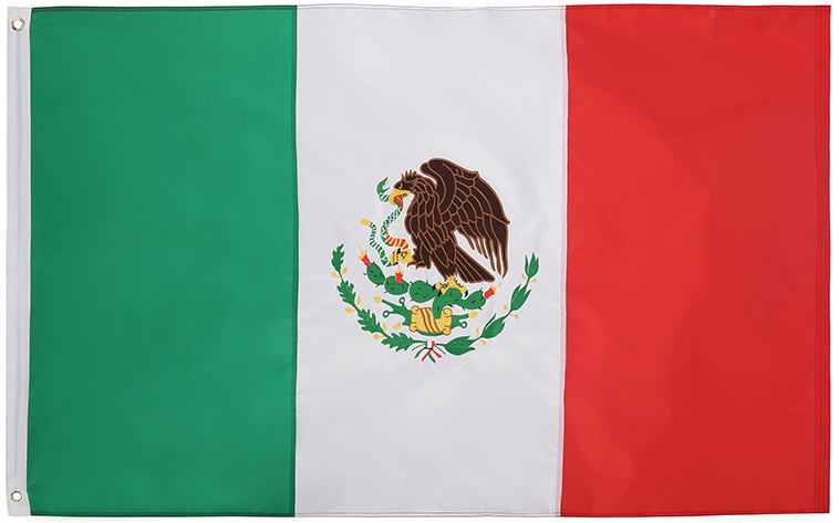 Mexican 3x5 Feet Flag – Embroidered Oxford 210D Nylon with Sewn Panels ...