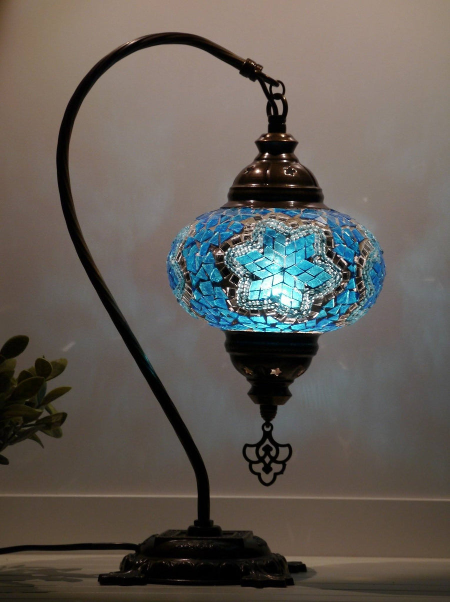 Bedside Lamps Sydney / Turkish Table Lamp Large Turquoise Star Beads