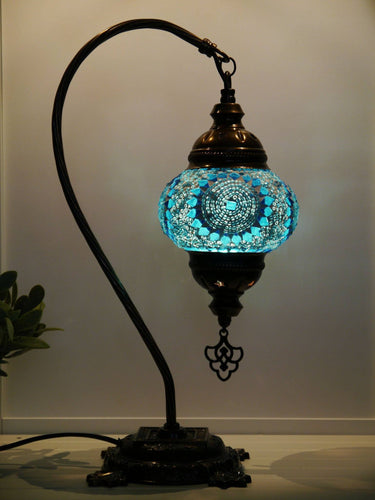 turkish mosaic table lamp aqua colour