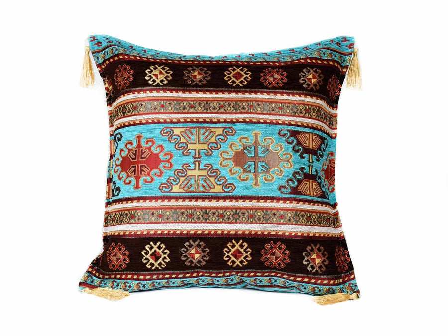 Turkish Cushion Cover Aztec Turquoise Brown | Quality Pillow Cases ...