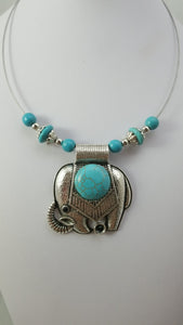 Turq 2 Elephant Necklace