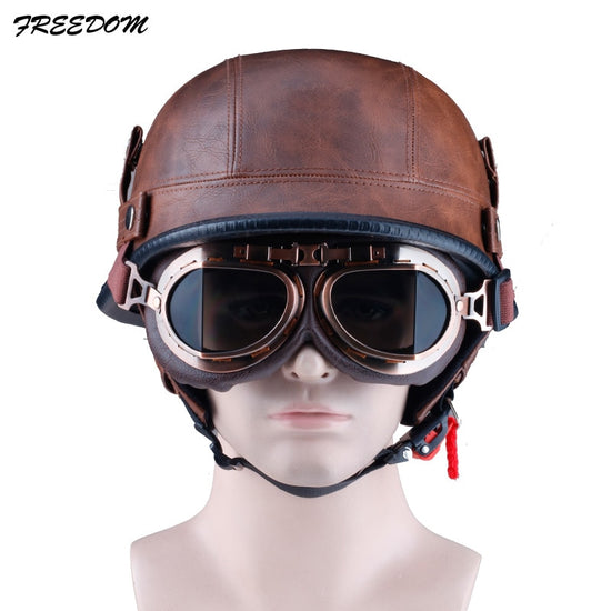 LDMET Vintage Half Face Vintage Motorcycle Helmets Retro Pilot Summer Light  German Casco Moto1225C From King128, $85.08