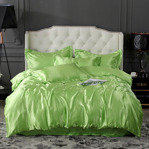 Satin Bedding Set - Lime Green