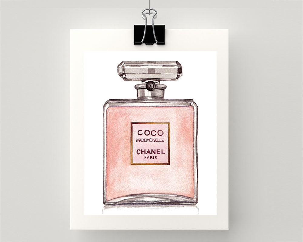 Coco Chanel Perfume Bottle Art Waterco  Canvas Artwork  Sonia Stella