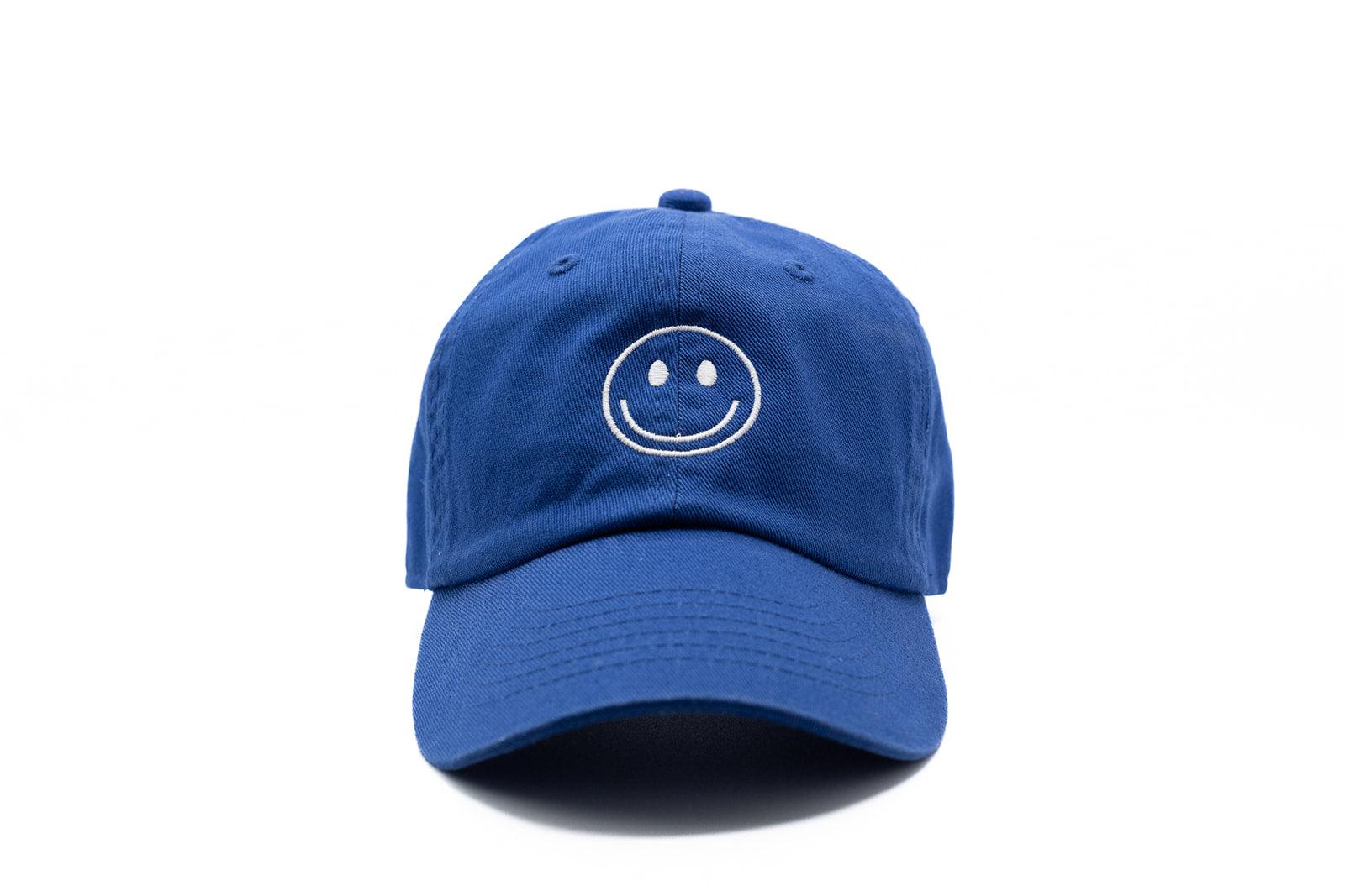 Royal Blue Smiley Face Hat | Embroidered Baseball Caps - Rey to Z