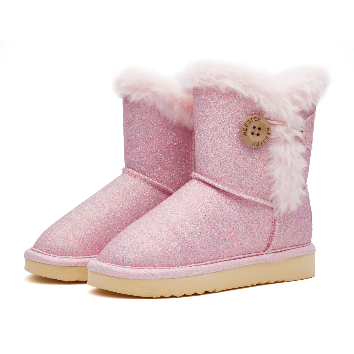 Girls Glitter Classic Button Snow Boots