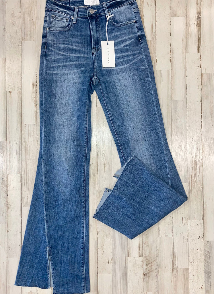 Risen Split Flared Jeans | Meraki Salon & Boutique